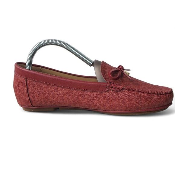 Michael Kors Juliette MK Logo Slip-on Moccasins Burgundy Red ME22E Women's 8M - Picture 7 of 11